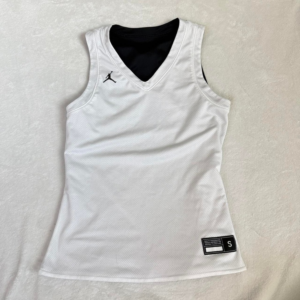 Jordan Nike White Black Reversible Women's Jersey V Neck Tank Sleeveless Retro